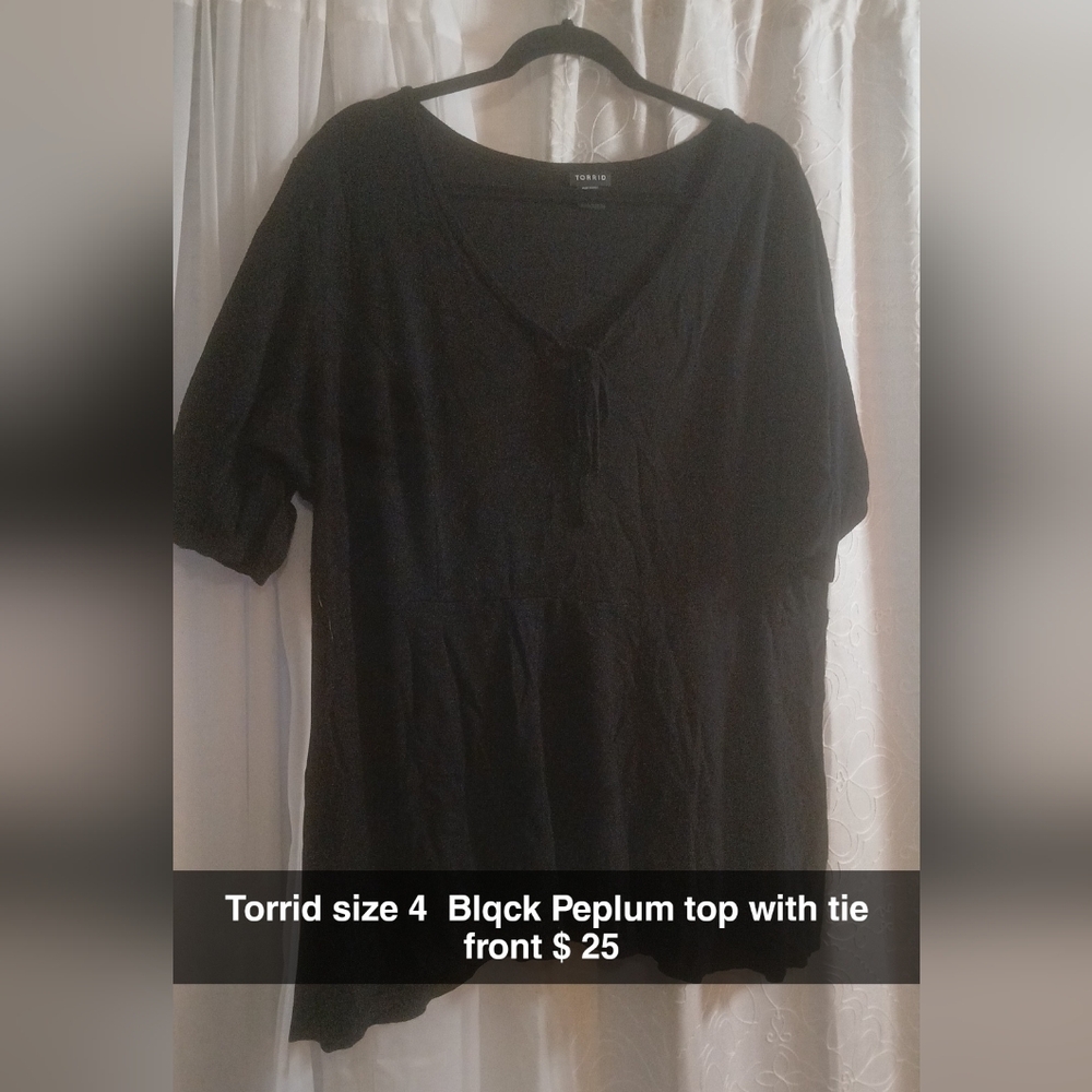 Torrid Elegant Black Tie-Front Blouse